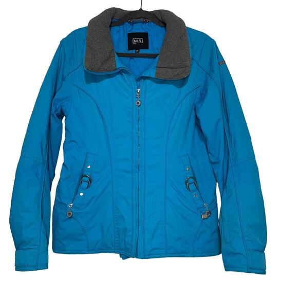 NILS Blue Turquoise Ski-Snowboard Winter Jacket Retro Size 10 - Picture 1 of 11